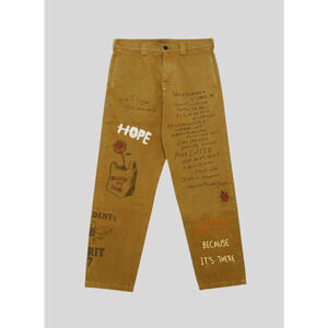 NWT P's President's Khaki Gabardine Patch Embroidery Pants Size 36